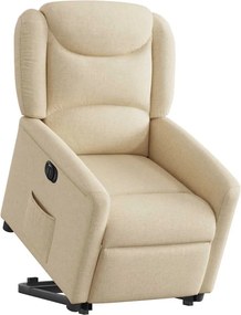 vidaXL Πολυθρόνα Ηλεκ. Ανακλινόμενη με Ανύψωση Κρεμ Υφασμάτινη