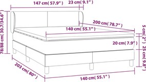 vidaXL Κρεβάτι Boxspring με Στρώμα Μπλε 140x200 εκ. Υφασμάτινο
