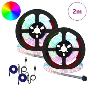 vidaXL Λωρίδα LED 2 pcs Μαύρο και Διαφανές 1000 χιλ
