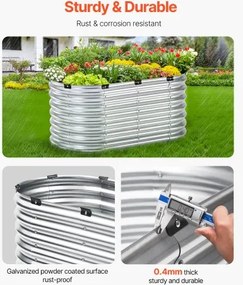 VEVOR Metal Raised Garden Bed 4x2x2 ft Outdoor Galvanized Planter Box Silver