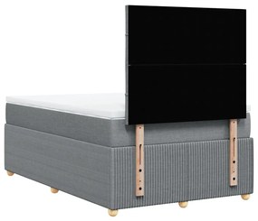 vidaXL Κρεβάτι Boxspring με Στρώμα Ανοιχτό Γκρι 120x200 εκ. Υφασμάτινο