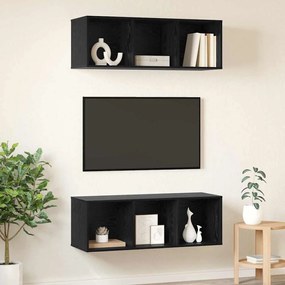 vidaXL Τοίχου ντουλάπες τηλεόρασης 2 pcs Μαύρη δρυς 37 x 37 x 107 εκ