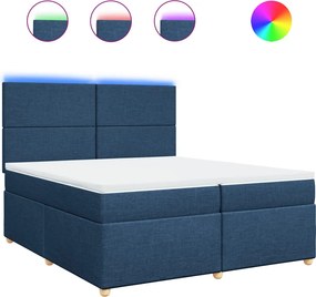 vidaXL Κρεβάτι Boxspring με Στρώμα Μπλε 200x200 εκ. Υφασμάτινο