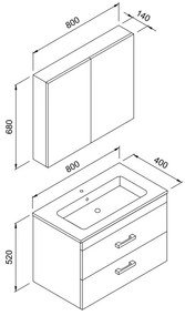 Πάγκος μπάνιου με Νιπτήρα SANTA 80 Μπεζ 80x46x52 εκ. 80x46x52 εκ.