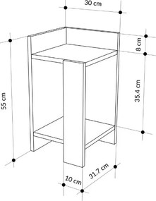 Κομοδίνο Elos Megapap χρώμα λευκό - saphhire oak 30x31,7x55εκ.