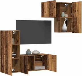 vidaXL Ντουλάπι TV Επιτοίχιο 4 pcs Παλιό Ξύλο Επεξεργασμένο ξύλο