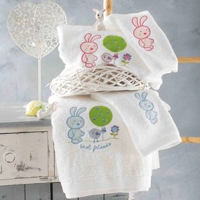 Πετσέτες Παιδικές Σετ Sweet Summer White - Pink Ρυθμός 2τμχ Towels Set 100% Βαμβάκι