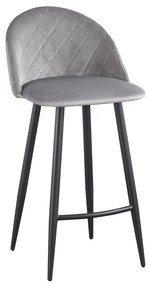 BELLA Σκαμπό BAR με Πλάτη, Μέταλλο Βαφή Μαύρο, Ύφασμα Velure Απόχρωση Γκρι  48x52x70/94cm [-Γκρι-, -Μαύρο-] [-Μέταλλο-, -Ύφασμα-] ΕΜ758,2