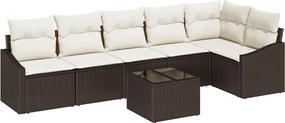 vidaXL Σετ Καναπέ με μαξιλάρι 7 pcs Καφέ συνθετικό ρατάν