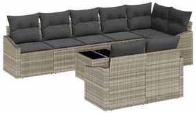 vidaXL Σέτ φαγητού για κήπο με μαξιλάρι 9 pcs Ανοιχτό γκρι