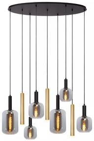 Φωτιστικό Κρεμαστό Lucide 45494-19-96 JOANET Tube Χρυσό Χρώμα (Gold Coloured)|Μαύρο Ματ (Black Mat)