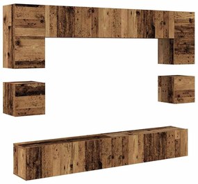vidaXL Σετ επίπλου τηλεόρασης 8 pcs Παλαιό ξύλο 100 x 30 x 30 cm