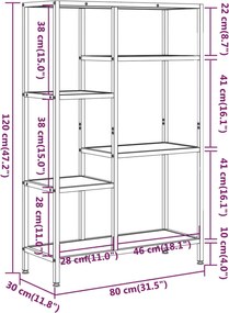 vidaXL Βιβλιοθήκη 80 x 30 x 120 εκ. από Ατσάλι και Επεξεργασμένο Ξύλο