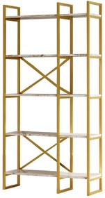 Βιβλιοθήκη 956LCS1423 87,5x30x175cm Marble Effect White-Gold