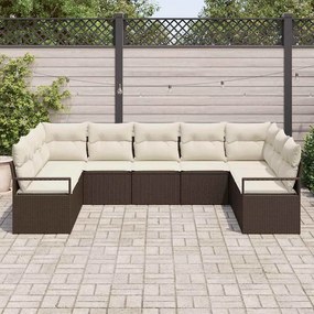 vidaXL Σετ Καναπέ Κήπου 9 pcs Καφέ και Λευκό συνθετικό ρατάν
