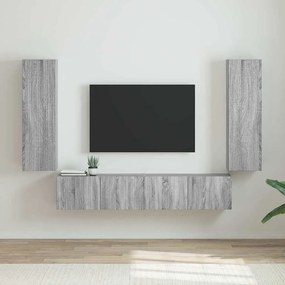 vidaXL Ντουλάπι Τηλεόρασης Τοίχου Επιτοίχιο 2 pcs Γκρίζο Σονομα