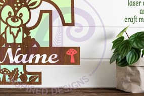 Σετ των 2 Intra απο ξύλο plywood 3mm-4mm πάχος - Μονόγραμμα με κεφαλαίο ελάφι Επιστολή F  Δίασταση 30x20 cm INTRAFABR-84539536