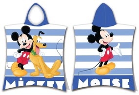 Παιδικό Πόντσο Βαμβακερό Βελούδινο Mickey 320gsm - 50 x 115 cm - Μπλε - Borea