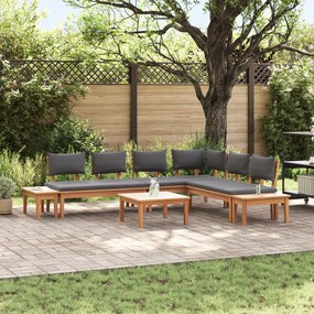 vidaXL Σετ Παγκάκι Κήπου 3 pcs Καφέ και Σκούρο γκρι και Καφέ