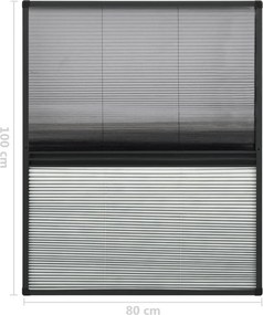 vidaXL Σήτα Παραθύρου Πλισέ με Σκίαστρο 80 x 100 εκ. Αλουμινίου