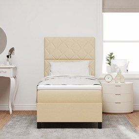 vidaXL Box Spring Κρεβάτι με Στρώμα Μπεζ 90x200 εκ. Ύφασμα