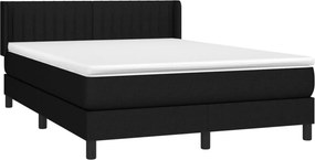 vidaXL Κρεβάτι Boxspring με Στρώμα Μαύρο 140x190 εκ. Υφασμάτινο