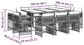 vidaXL Σετ Τραπεζαρίας Κήπου 11 Τεμαχίων Γκρι Συνθ. Ρατάν με Μαξιλάρια