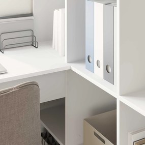 vidaXL Γωνιακό γραφείο με ράφι Λευκό 101,5 x 149,5 x 149,5 εκ.