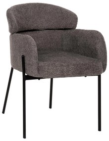 ARMCHAIR WOLF  GREY BOUCLE FABRIC-BLACK METAL LEGS 58x58x80Hcm.