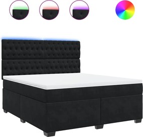 vidaXL Κρεβάτι Boxspring με Στρώμα Μαύρο 180x200 εκ. Βελούδινο