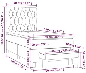 Κρεβάτι Boxspring με Στρώμα Taupe 90x190 εκ.Υφασμάτινο - Μπεζ-Γκρι