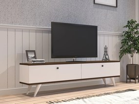 Έπιπλο Τηλεόρασης Λευκό / Καρυδί LELIDRI 160x25x35