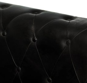 Πολυθρόνα Chesterfield Μαύρη από Γνήσιο Δέρμα - Μαύρο
