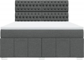vidaXL Κρεβάτι Boxspring με Στρώμα Σκούρο Γκρι 180x200 εκ Υφασμάτιν