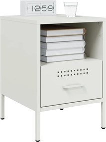 vidaXL Κομοδίνο Λευκό 36x39x50,5 εκ. από Χάλυβα