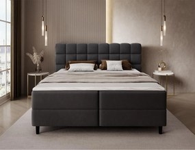 Επενδυμένο κρεβάτι Mecan-Μαύρο-180 x 200