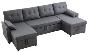 VEVOR U Shaped Sofa Bed 6-Seat Convertible Sleeper Sofa Bed Double Chaise Gray