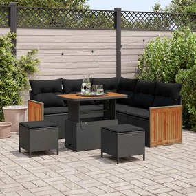 vidaXL Σετ Καναπέ Κήπου με μαξιλάρι 8 pcs Μαύρο 90 x 55 x 71 cm
