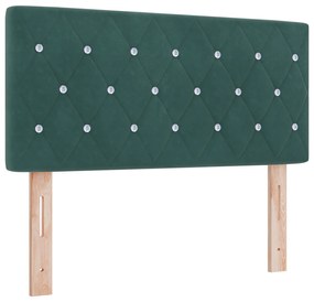 vidaXL Κρεβάτι Box Spring με Στρώμα  σε Σκούρο Πράσινο, 90x190 εκ., Βελούδο