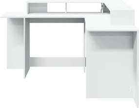 vidaXL Γραφείο με LED Λευκό 152x152x91 εκ. από Επεξεργασμένο Ξύλο