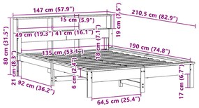 Σκελετός Κρεβ. Χωρίς Στρώμα Καφέ Κεριού 135x190 εκ Μασίφ Πεύκο - Καφέ