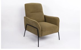 Πολυθρόνα ArteLibre ELAN Πράσινο Ύφασμα Κοτλέ/Μέταλλο 94x77x82cm