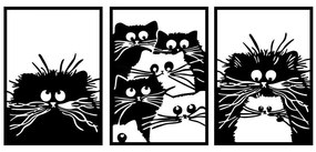 Διακοσμητικό Τοίχου Cats (Σετ 3Τμχ) 899SKL2543 50x70cm Black Wallity Μέταλλο