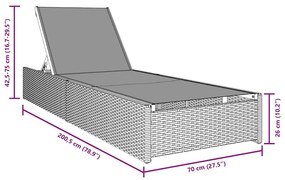 vidaXL Ξαπλώστρα Μπεζ 60 x 200 x 27 cm - Πολυ Ράτταν
