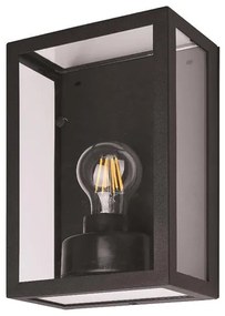 Φωτιστικό Απλίκα Επίτοιχη IP44  L19xW16,65xH16,6cm 1xE27 220-240V, 50/60Hz Μαύρο-Διάφανο Γυαλί Eurolamp 154-55024