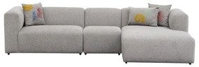 Γωνιακός καναπές Lindena pakoworld αριστερή γωνία ανοιχτό γκρι ύφασμα 296x158x72εκ