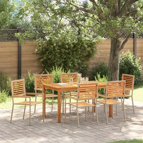 vidaXL Σετ Δείπνου Κήπου 7 pcs Μπεζ 140 x 80 x 74 cm Ξύλο & Μέταλλο