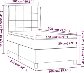 vidaXL Κρεβάτι Boxspring με Στρώμα Μπλε 100 x 200 εκ. Υφασμάτινο