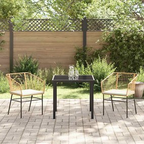 vidaXL Σέτ φαγητού για κήπο 3 pcs Καφέ συνθετικό ρατάν