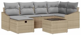 vidaXL Σετ Καναπέ Κήπου 7 pcs Μπεζ 55 x 62 x 69 εκ Πολυ ράταν